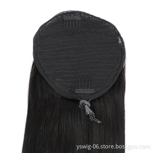 Natural Wrap Around Drawstring Ponytail 100% Virgin Human Hair Silky Straight, Remy Brazilian Human Hair Ponytails